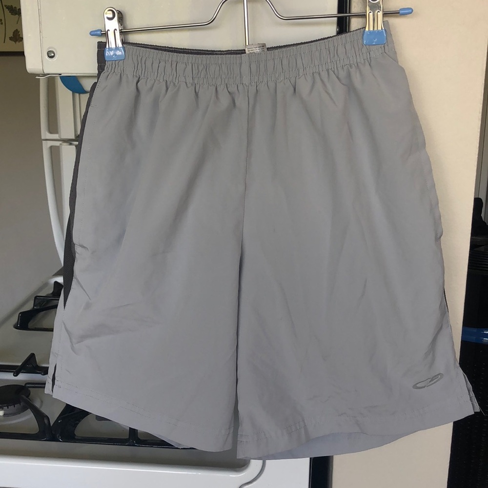 Double lined athletic grey workout mens shorts